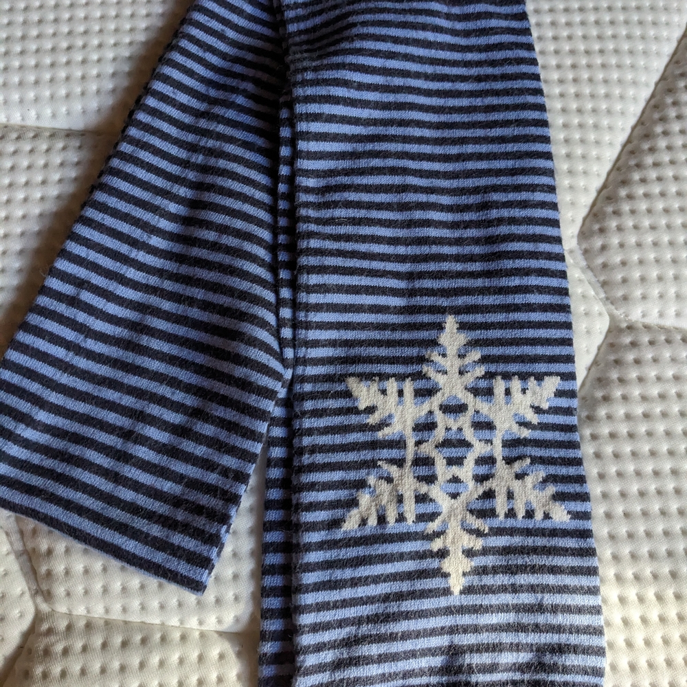 Striped Scarf with Snowflake Design